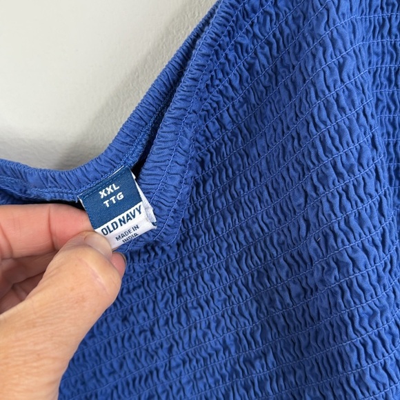 Old Navy Womens Fitted Ruffle-Strap Smocked Cropped Top blue Size XXL - Picture 3 of 5